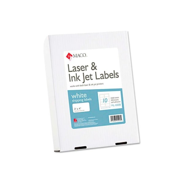 Maco Tag & Label Maco White All-Purpose Labels, 2 x 4, 2500/Box ML1000B - main